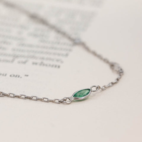 2.80ctw Long Chain Emerald & Diamond Station Necklace, 42"