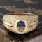 2.80ctw Vintage Half Moon Twin Stone Sapphire & Diamond Cluster Ring