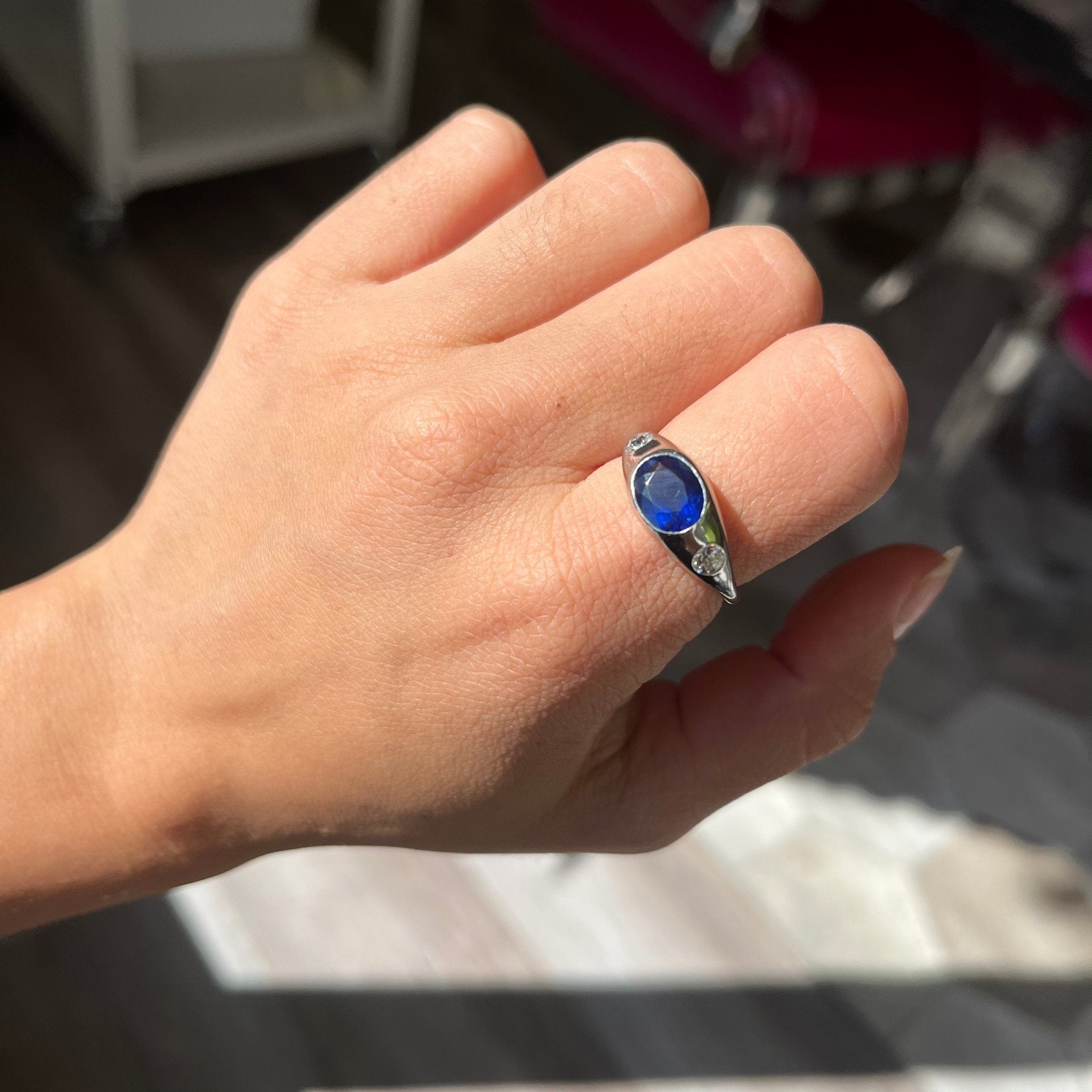 2.81ct Diamond & Sapphire Trilogy Ring