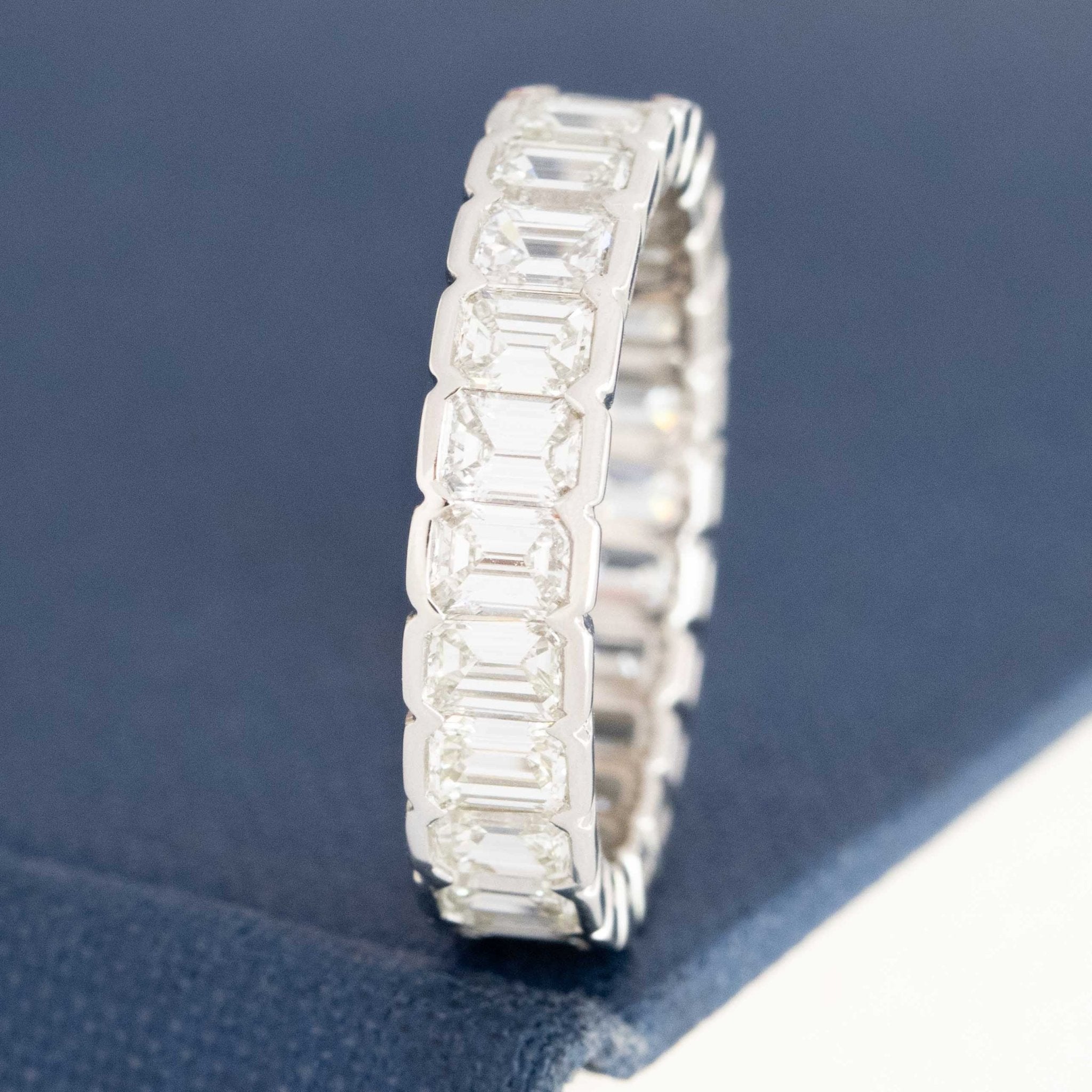 2.83ctw Emerald Cut Diamond Half-Bezel Eternity Band