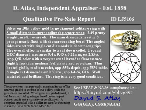 2.85ct Victorian Old European Cut Diamond Collet Ring, GIA