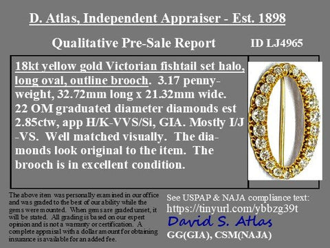 2.85ctw Victorian Old Mine Cut Diamond Oval Brooch