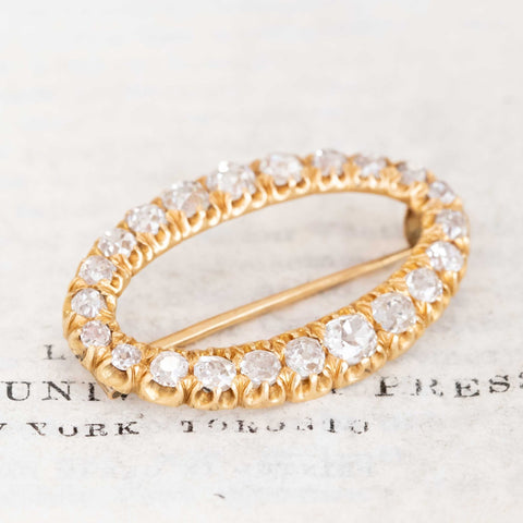 2.85ctw Victorian Old Mine Cut Diamond Oval Brooch