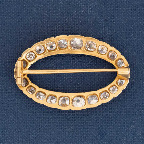 2.85ctw Victorian Old Mine Cut Diamond Oval Brooch