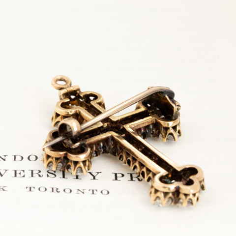 2.87ctw Victorian Rose Cut Diamond Cross Pendant/Brooch