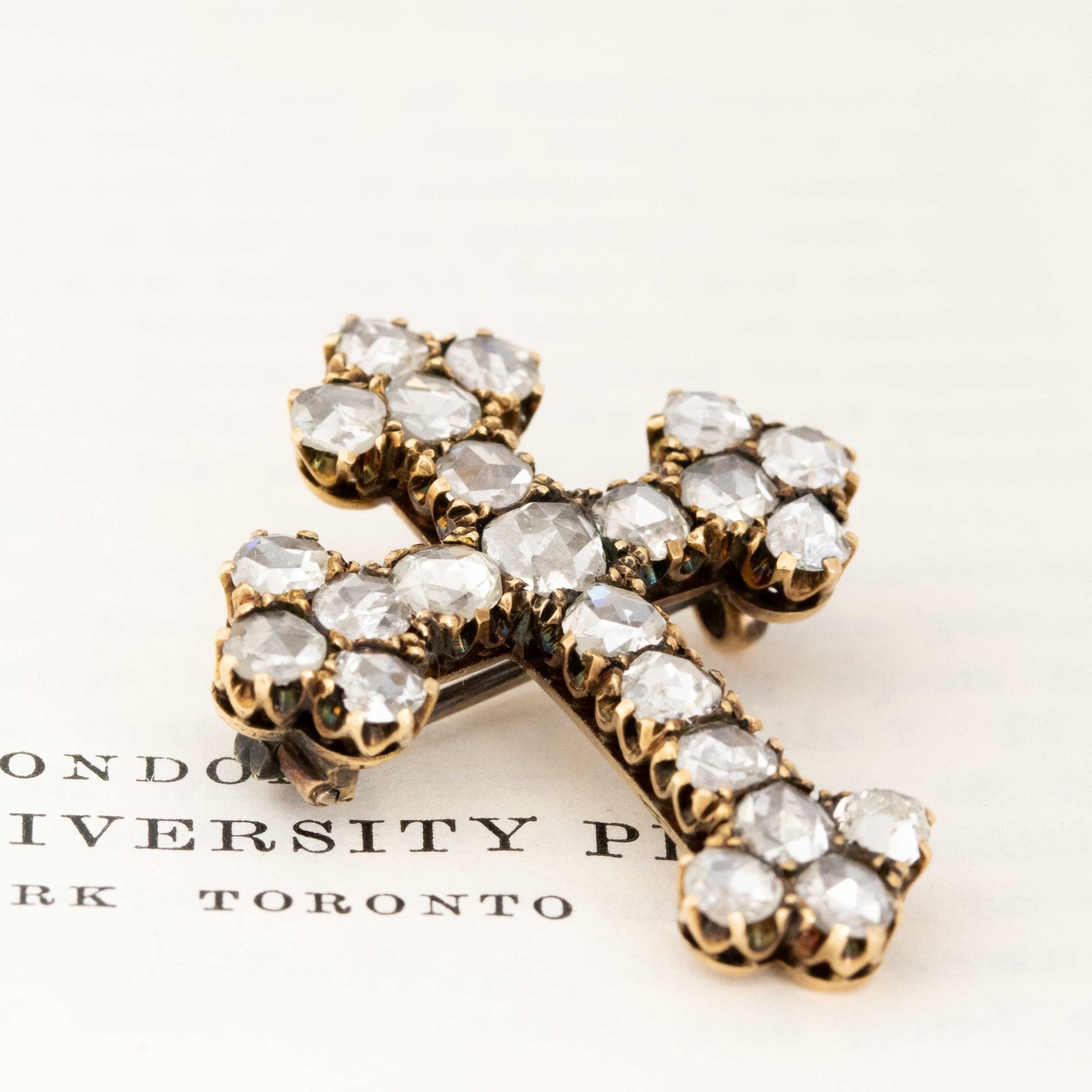 2.87ctw Victorian Rose Cut Diamond Cross Pendant/Brooch