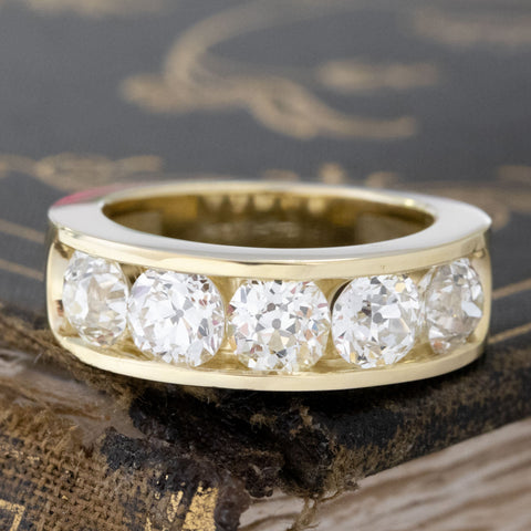 2.88ctw Old European Cut Diamond 5-Stone Channel Set Band