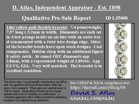 2.89ctw Vintage Old European Cut Diamond Bezel Tennis Bracelet