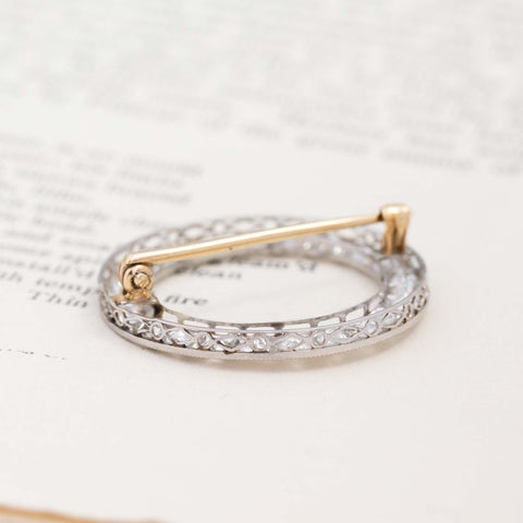 2.90ctw Art Deco Old European Cut Diamond Circle Pin