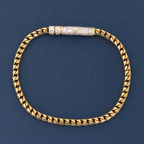 2.90ctw Baguette Cut Diamond Box Link Bracelet