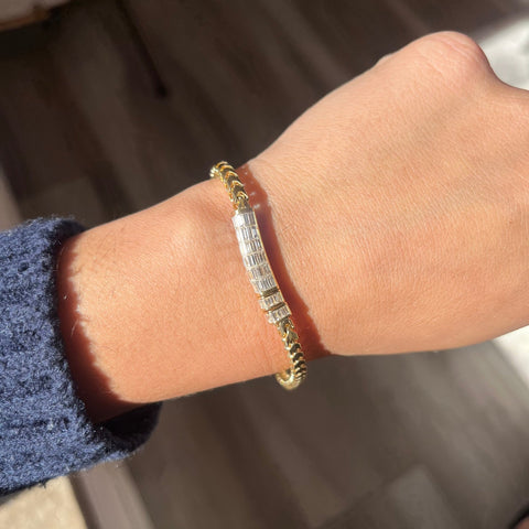2.90ctw Baguette Cut Diamond Box Link Bracelet