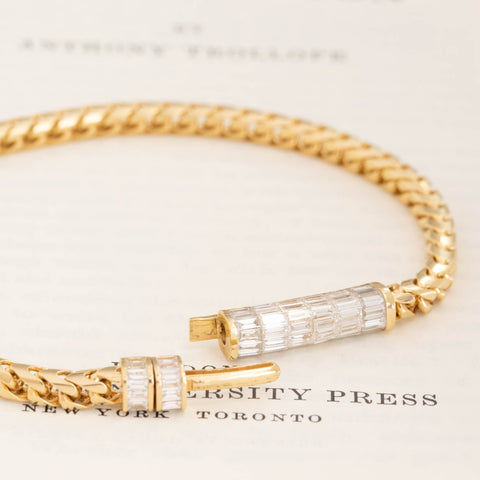 2.90ctw Baguette Cut Diamond Box Link Bracelet