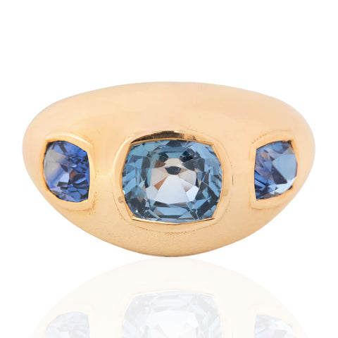 Sapphire Three Stone Flush Set Ring