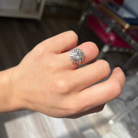 2.91ctw Vintage Old European Cut Diamond Cluster Ring, GIA I SI