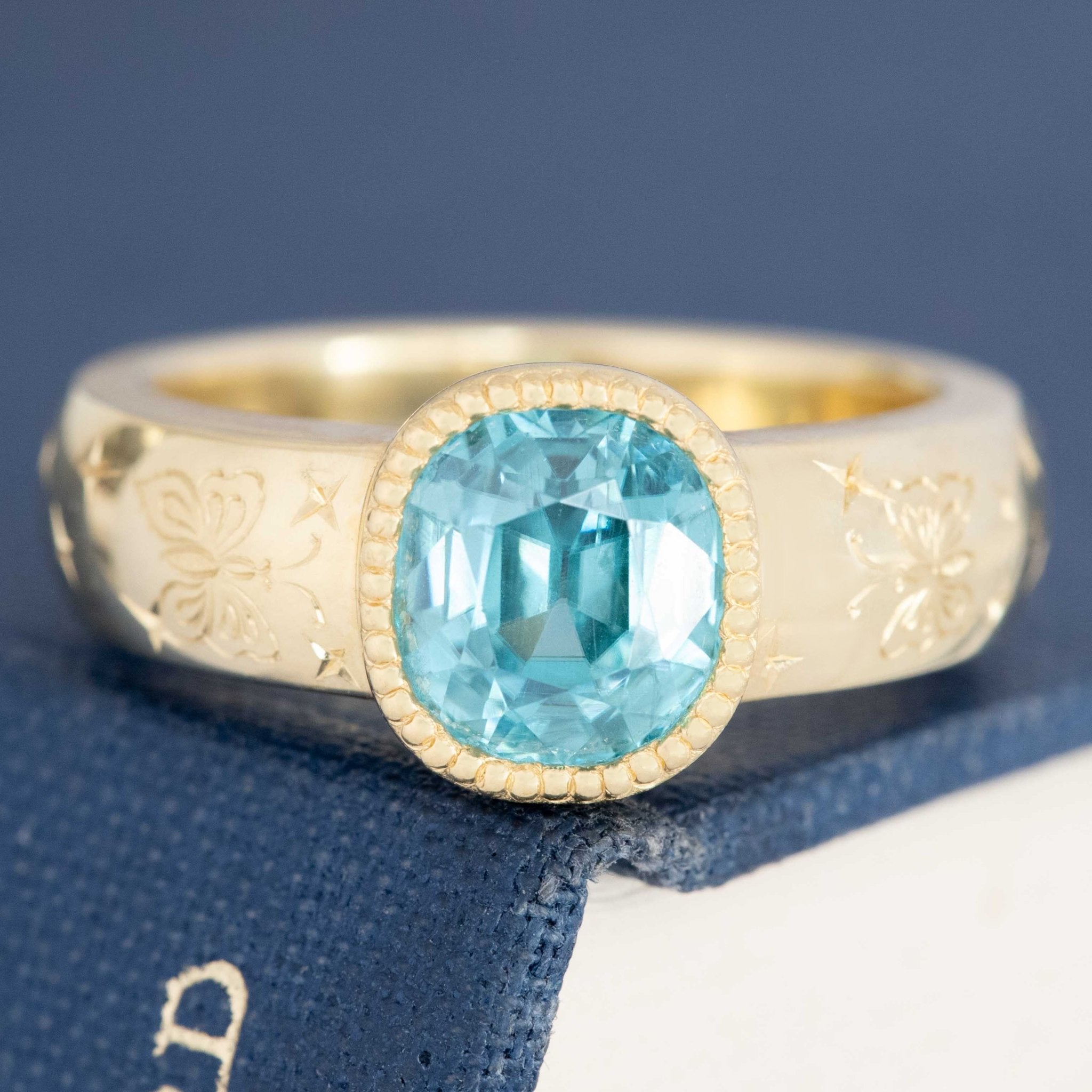 2.97ct Vintage Zircon Bezel Ring, GIA