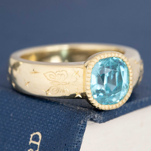 2.97ct Vintage Zircon Bezel Ring, GIA