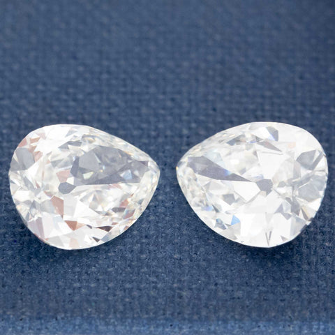2.97ctw Antique Pear Cut Diamond Matched Pair, GIA