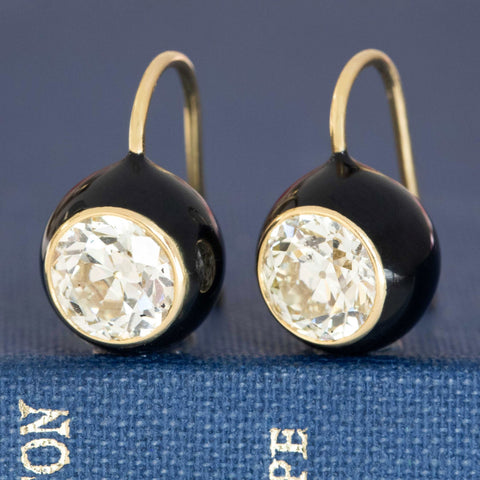 2.99ctw Old European Cut Diamond "Dot" Earrings
