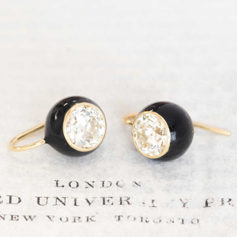 2.99ctw Old European Cut Diamond "Dot" Earrings