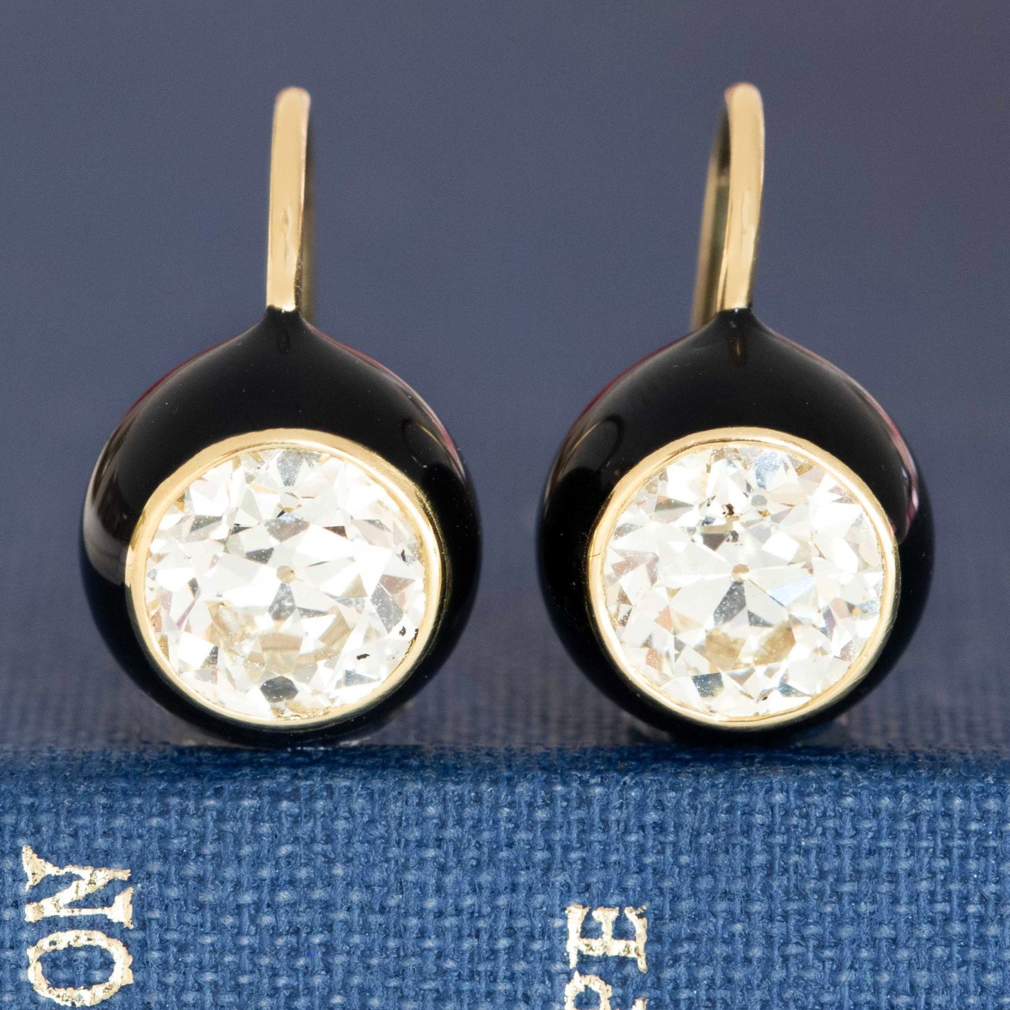 2.99ctw Old European Cut Diamond "Dot" Earrings