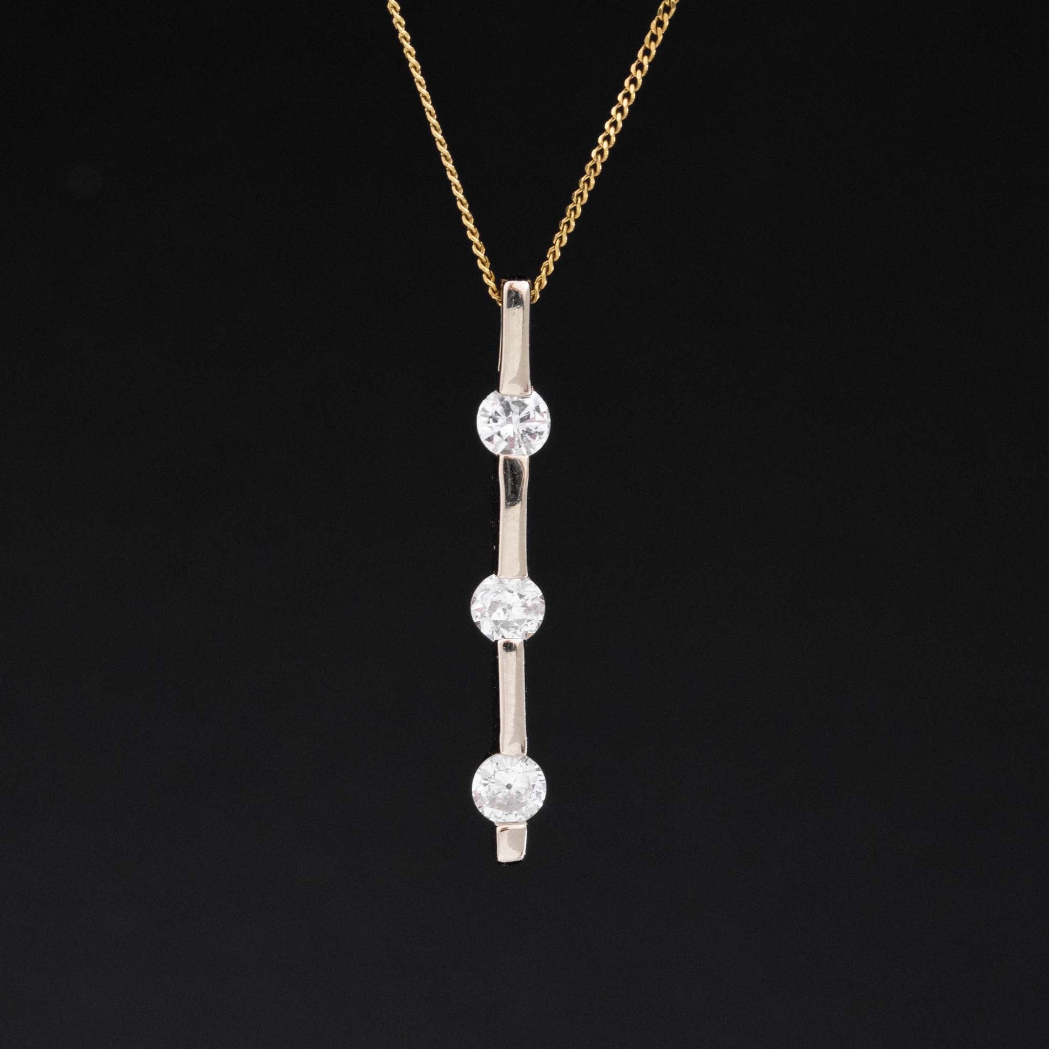 3-Stone Diamond Bar Pendant