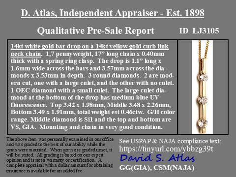 3-Stone Diamond Bar Pendant