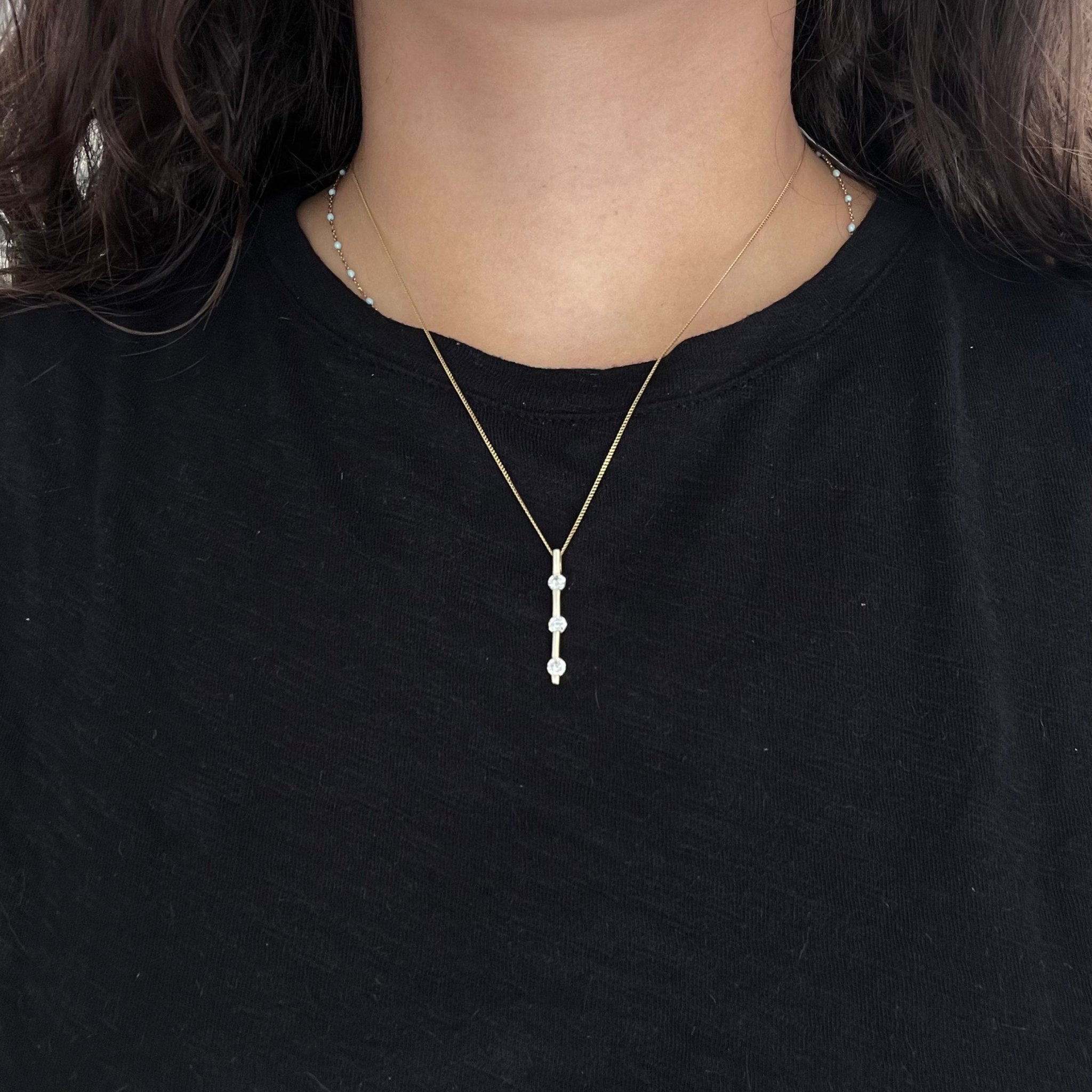 3-Stone Diamond Bar Pendant