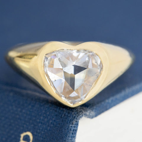 3.00ct Pear Cut Diamond Heart Bezel Solitaire, GIA