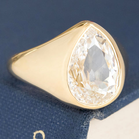 3.00ct Pear Cut Diamond Bezel Solitaire, GIA F VS2