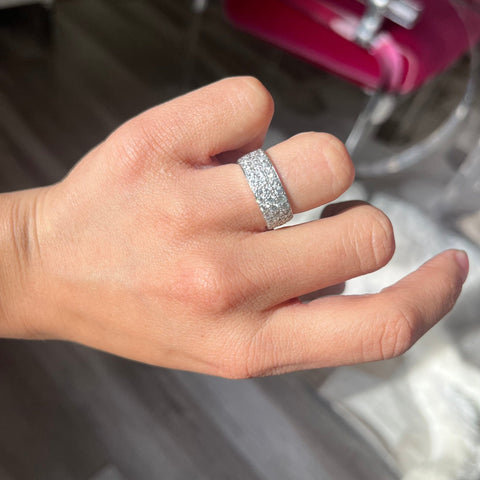 3.00ctw pave diamond triple row wide band in platinum, 7.4mm – alternate view 2