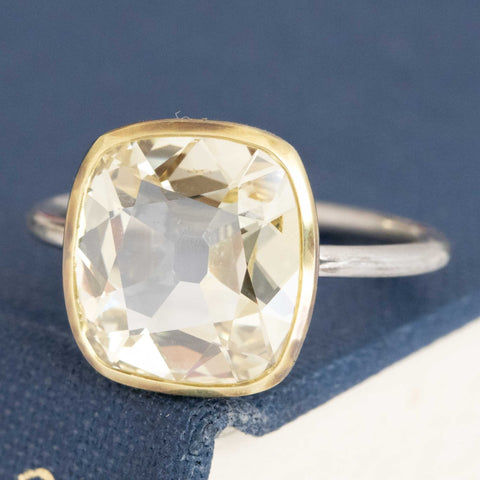 3.01ct Old Mine Cut Diamond Bezel Solitaire