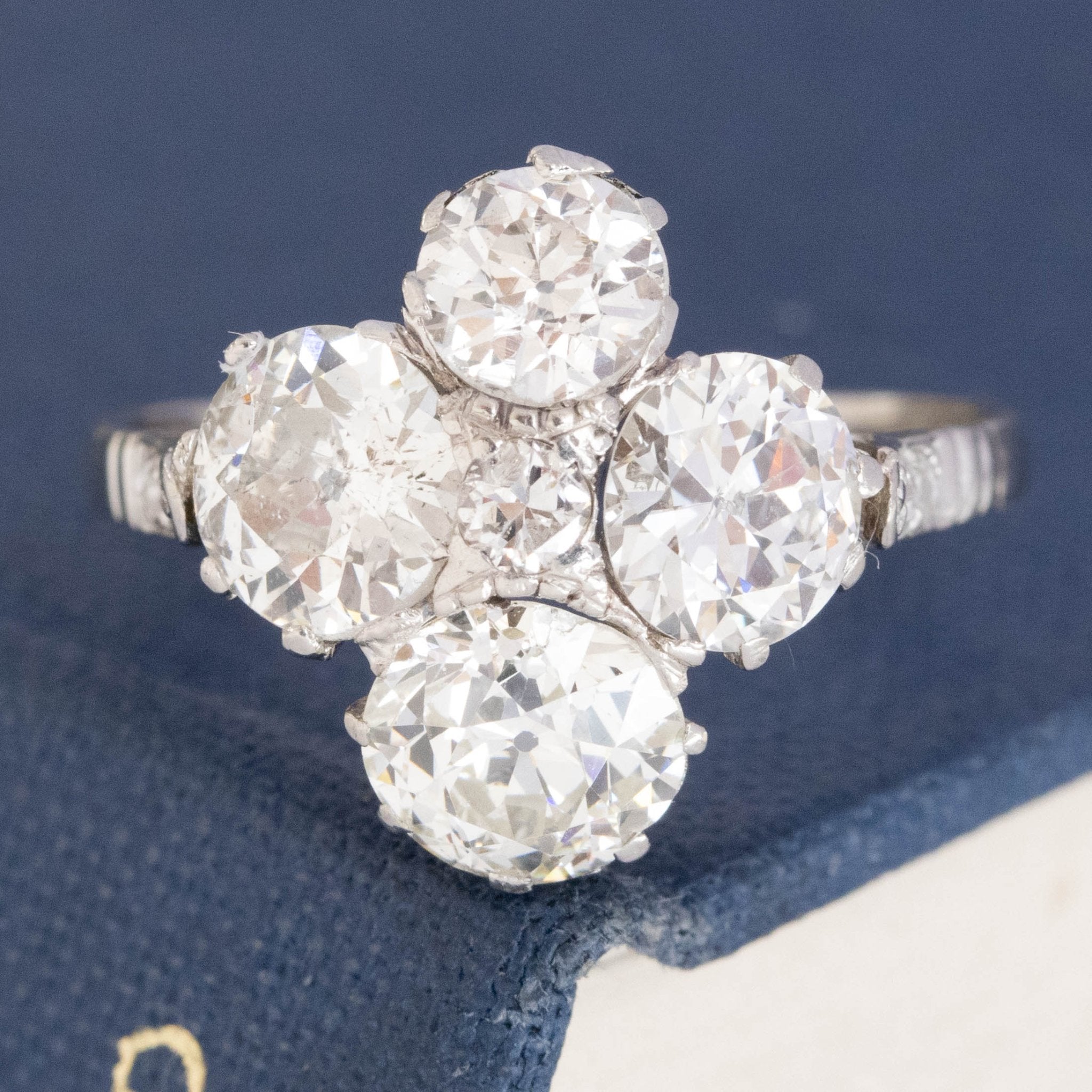 3.01ctw Antique Old European Cut Diamond Cluster Ring