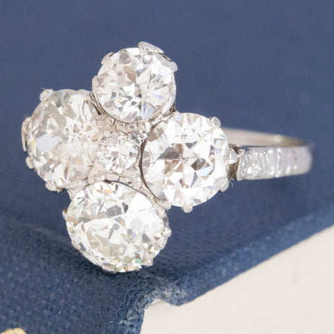 3.01ctw Antique Old European Cut Diamond Cluster Ring