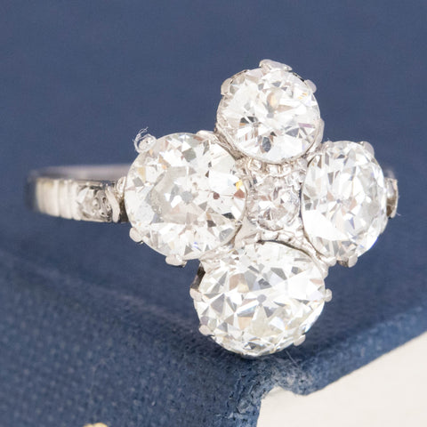 3.01ctw Antique Old European Cut Diamond Cluster Ring