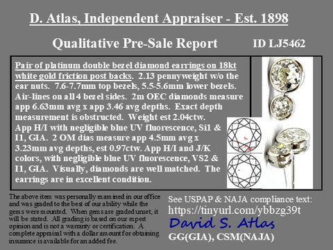3.01ctw Antique Old European Cut & Old Mine Cut Double Drop Earrings