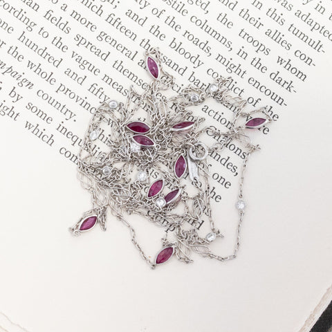 3.01ctw Ruby and Diamond Station Necklace, 44"