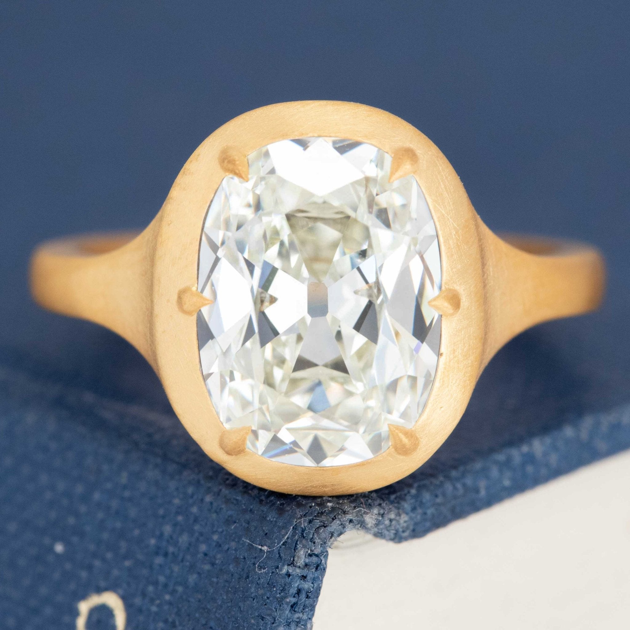 3.02ct Elongated Old Mine Cut Diamond Solitaire