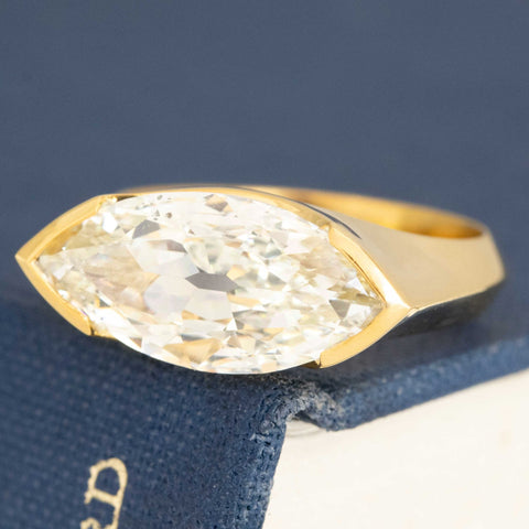 3.02ct Marquise Cut Diamond Half-Bezel Solitaire