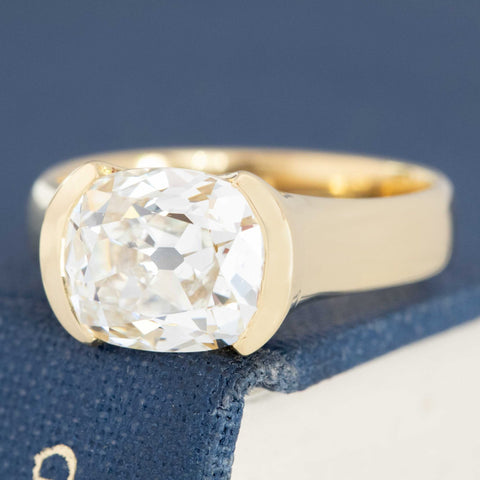3.03ct Old Mine Cut Diamond Half-Bezel Solitaire, GIA K SI1