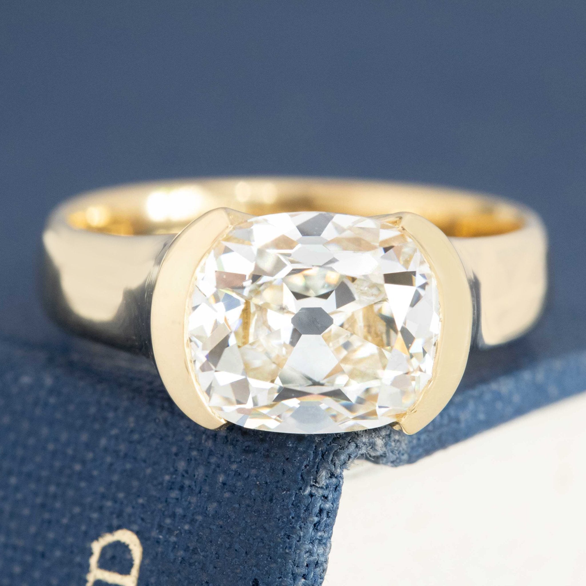 3.03ct Old Mine Cut Diamond Half-Bezel Solitaire, GIA K SI1