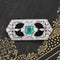 3.04ctw Edwardian Diamond & Emerald Open Work Brooch