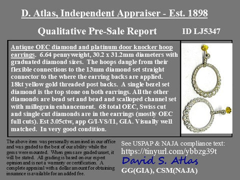3.05ctw Edwardian Old European Cut Diamond Earrings