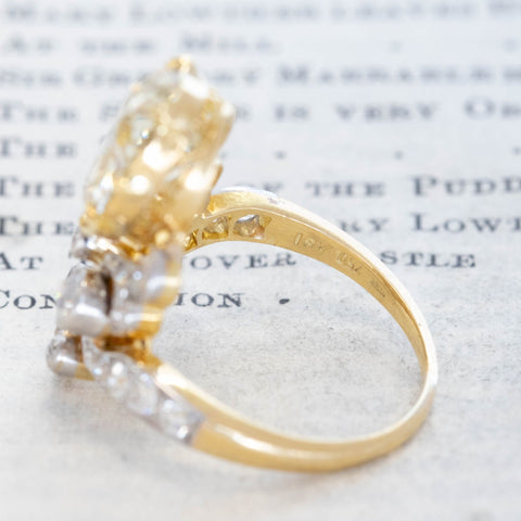 3.06ct Belle Epoque Pear Cut Diamond Tiara Ring, GIA
