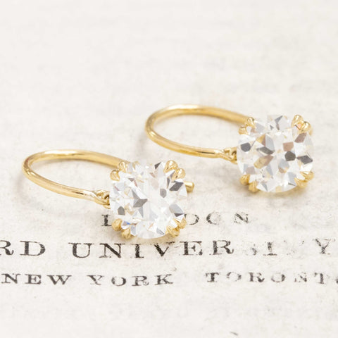 3.45ctw Old European Cut Diamond Drop Earrings