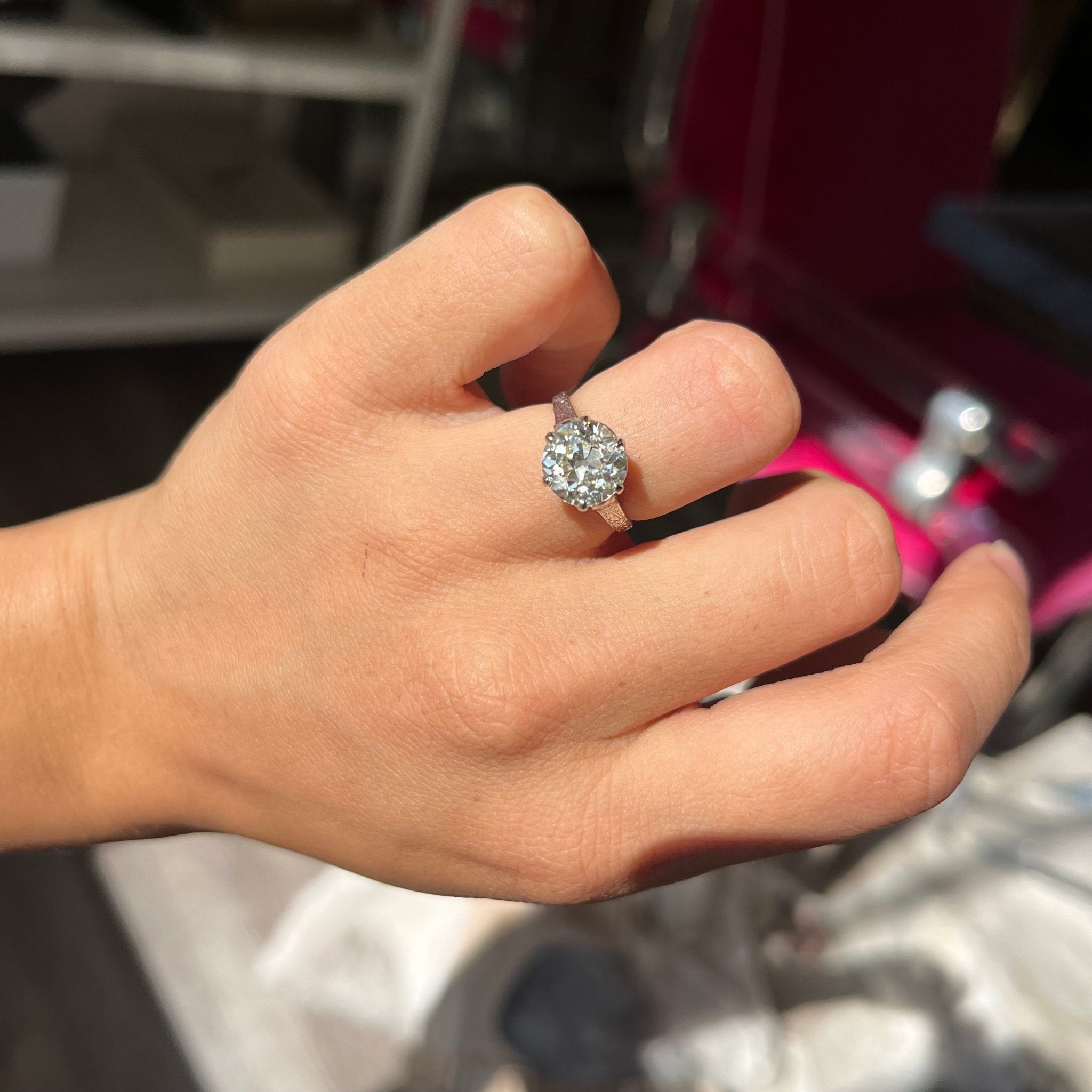 3.07ct Edwardian Old European Cut Diamond Solitaire