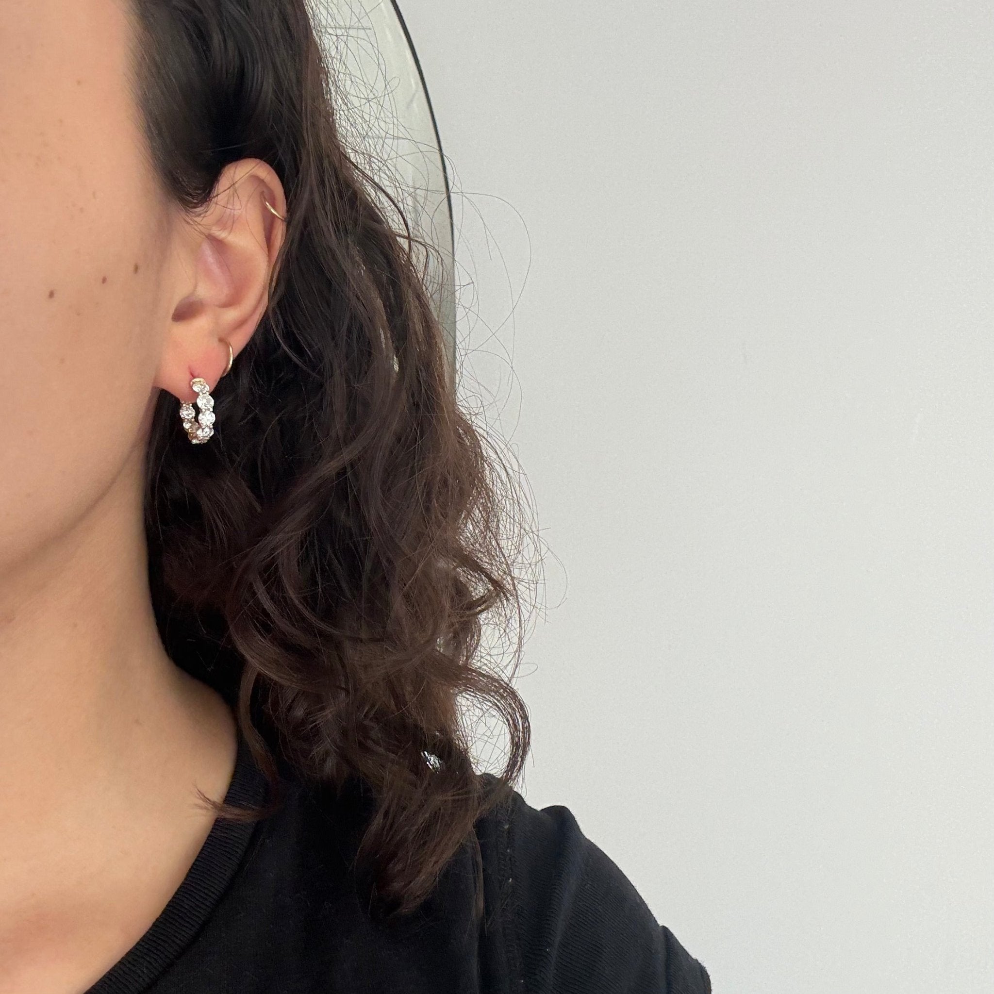 3.08ctw Old European Cut Diamond Inside Out Hoop Earrings