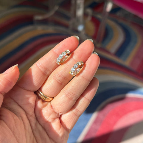 3.08ctw Old European Cut Diamond Inside Out Hoop Earrings