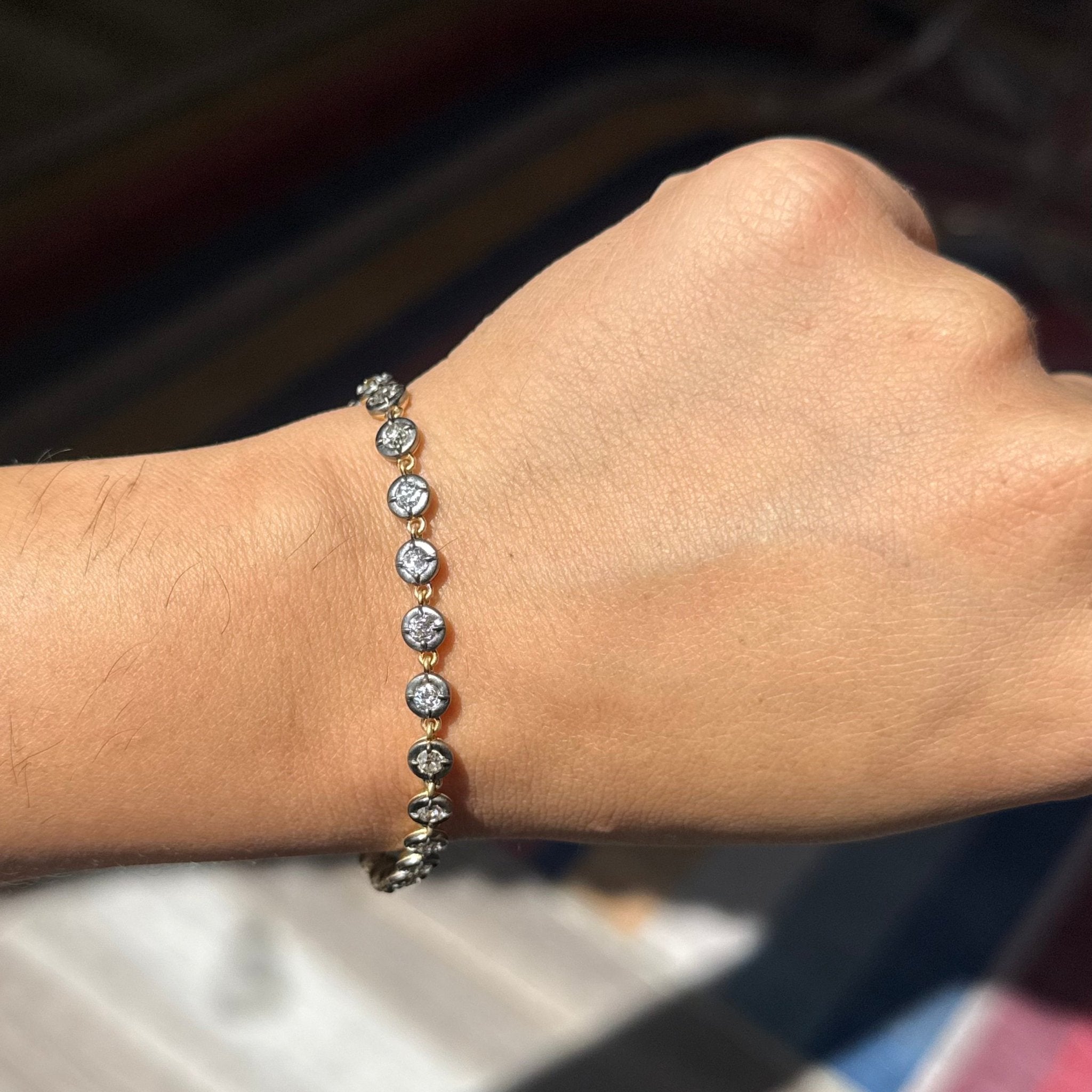 3.09ctw Old European Cut Diamond Collet Tennis Bracelet