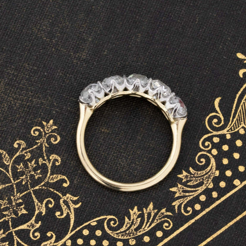 3.09ctw Old Mine Cut Diamond 5-Stone Band