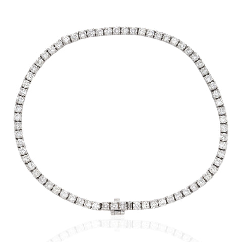 3.10ctw vintage round brilliant cut diamond tennis bracelet in 18kt white gold